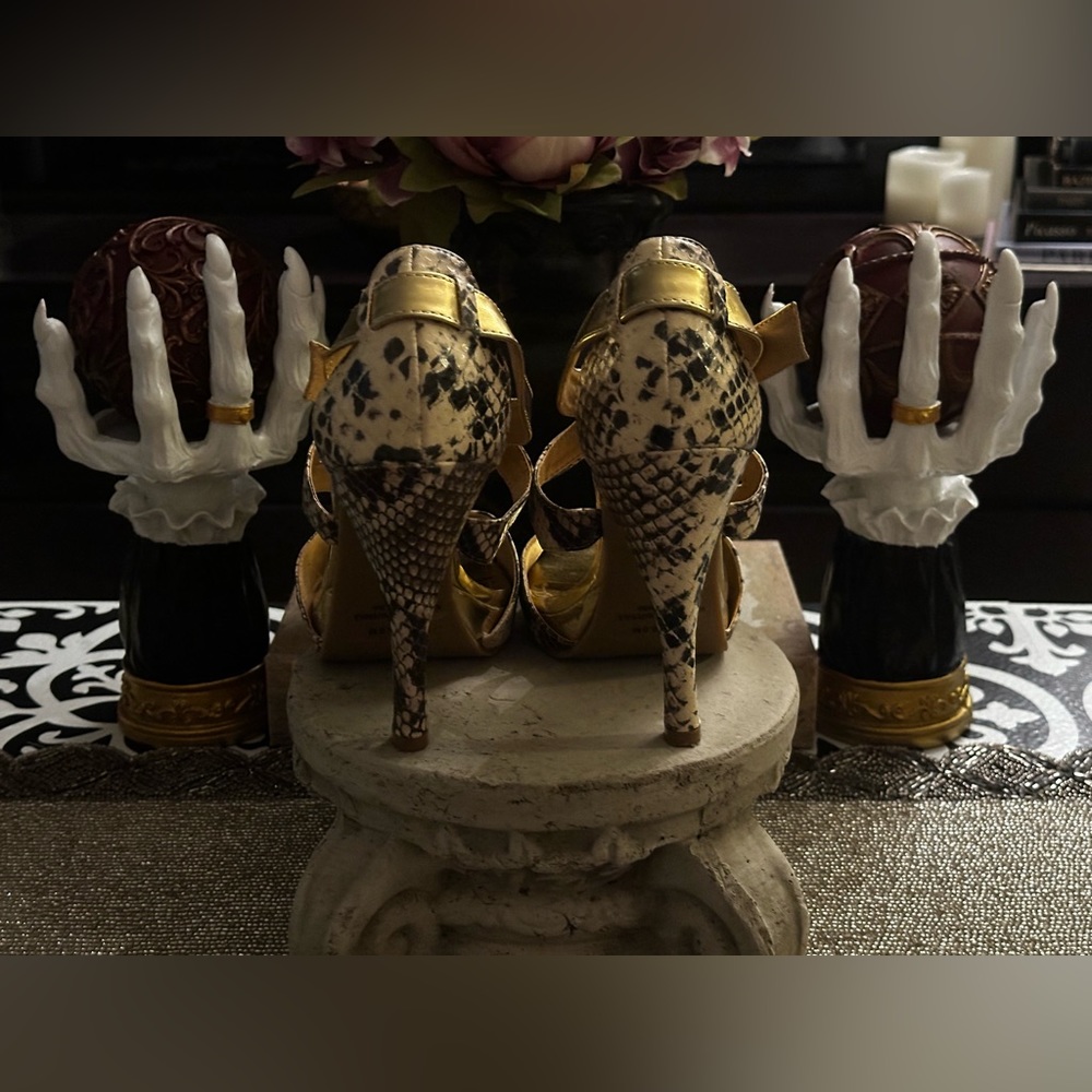 Faux Gold/Snake Skin Heels